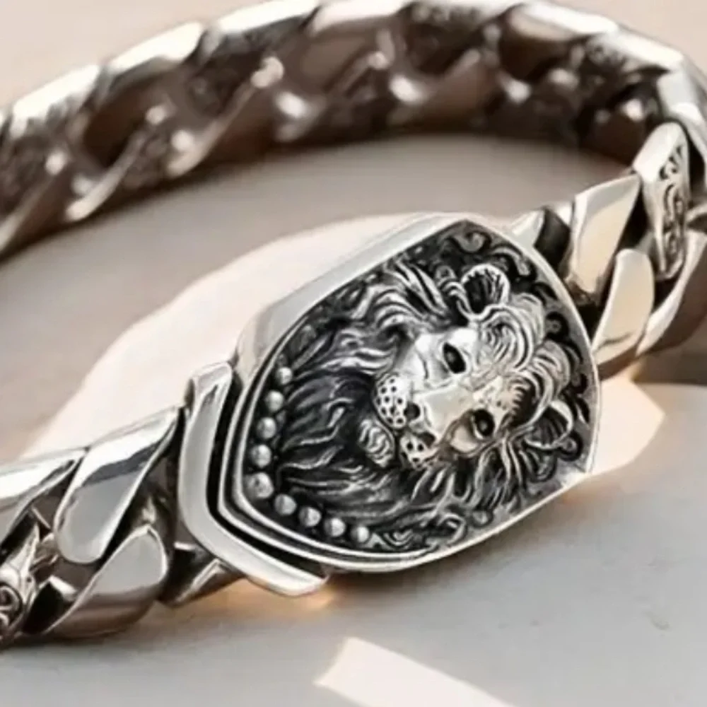 Silver Lion Head Bracelet plated silver 925